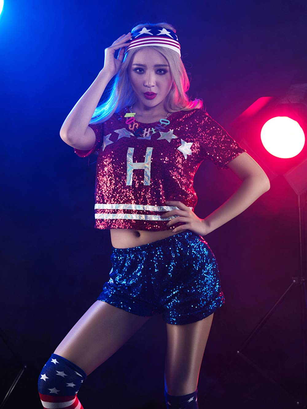 美品 * チアダンスウェア Amazon.co.jp: Dance Costume, Women's, Sequin, Tops, Shot